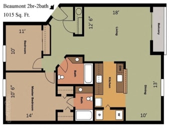  Floor Plan 2x2 - Beaumont