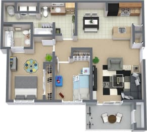  Floor Plan 2 Bed, 2 Bath