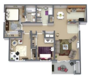 a floor plan is shown with a bedroom and living room