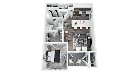 1 bed Floor Plan at Union at Wiley, Cedar Rapids, IA, 52404