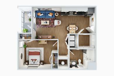 1 Bed Floorplan at Union at Tower District, Kansas, 66612