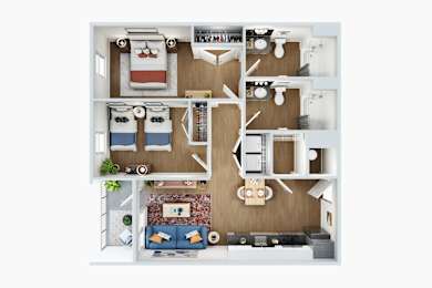 2 Bed 2 Bath Floorplan at Union at Tower District, Topeka, KS, 66612