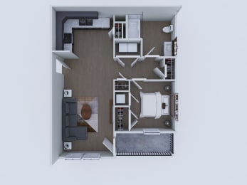1 Bed 1 bath Floor Plan at Union at North Crossing, Waterloo, 50703
