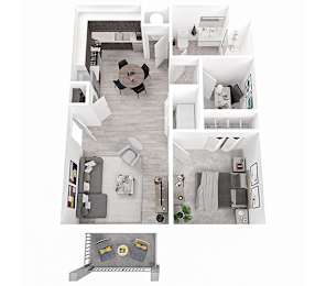 1 Bed 1 Bath with 670 Sq. Ft.  at The Union at The Loop in Lawrence, Kansas