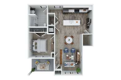1 Bedroom 1 Bathroom 1st Floor with 763 Sq. Ft. at Union at Oak Grove, Michigan, 48855.