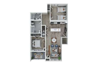 2 Bedroom 2 Bath 1st Floor with 1041 Sq. Ft.  at Union at Oak Grove, Michigan, 48855.