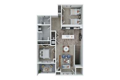 2 Bedroom 2 Bath 2nd Floor with 1129 Sq. Ft.  at Union at Oak Grove, Michigan, 48855