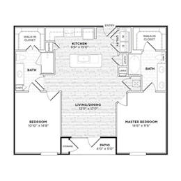 B1A Floorplan at Agave, San Antonio, TX