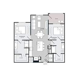 B2 ANSI Floor Plan at The Bridge at McKinney, McKinney, 75069