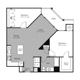 a floor plan of a 1 bedroom apartment with 1 bath at West 130, West Hempstead