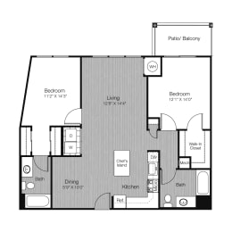 021012 plan of a 1 bedroom with 1 bath at West 130, New York ,11552