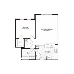 1 bed 1 bath Beacon 7 Floor Plan at Harbor Pointe, New Jersey