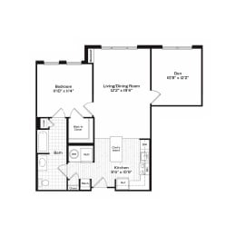2 bed 1 bath Compass 2 Floor Plan at Harbor Pointe, Bayonne, NJ