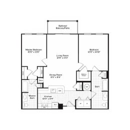 2 bed 2 bath Flagship 6 Floor Plan at Harbor Pointe, Bayonne, 07002