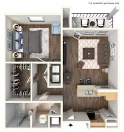 A1 Floor Plan at The Laurel at Vintage Park 55+ Apartments, Tomball, 77377