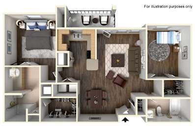 B1 Floor Plan at The Laurel at Vintage Park 55+ Apartments, Texas, 77377