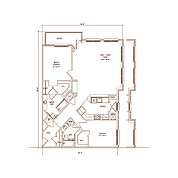 A floor plan of a house with labeled rooms and dimensions.