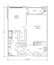 the second floor plan for a bedroom apartment with a mix of diy and craftsman styling  at The Lena, New Jersey, 08869