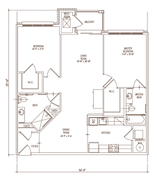 a floor plan of a 1 bedroom apartment at the historic electric building in fort worth, tx  at The Lena, Raritan, NJ