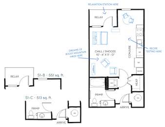 Studio 1 bath S1 Floor Plan at Regatta Sloans Lake, Denver, CO