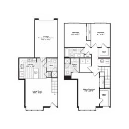 3 bed 3 bath Voyage 1 Floor Plan at Harbor Pointe, New Jersey