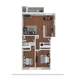a floor plan of a furnished two bedroom apartment