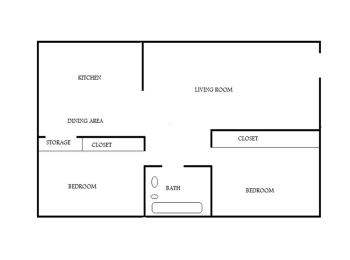  Floor Plan 2 Bed 1 Bath