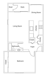  Floor Plan 1 Bedroom, 1 Bath Standard