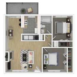 2 bedroom 1 bathroom floor plan