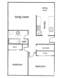 2 bedroom 1 bathroom floor plan