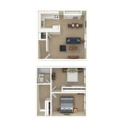 a floor plan of a furnished two bedroom home