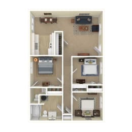 a floor plan of a furnished three bedroom home