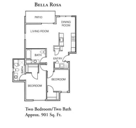 2 bedroom 2 bathroom Floorplan