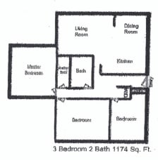  Floor Plan 3 Bedroom, 2 Bath_1174