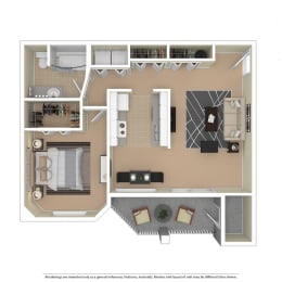 1 Bedroom floor plan Aloha Oregon Quatama Village Apartments