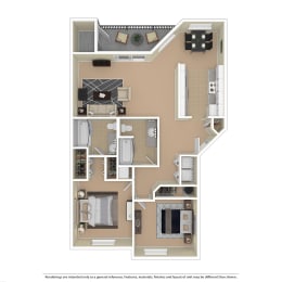 2 bedroom floor plan Aloha Oregon Quatama Village Apartments