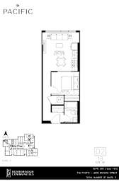 1 bedroom 1 bathroom apartment floor plan at The Pacific Junction Toronto.