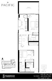 2 bedroom 2.5 bathroom apartment floor plan at The Pacific Junction Toronto.