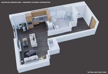 3D Image Bachelor Barrier-Free Floor Plan