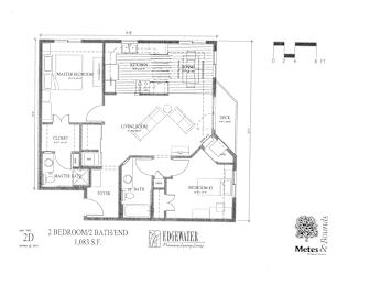 A floor plan for a 2 bedroom, 2 bathroom apartment at 1683 S. Bathend.