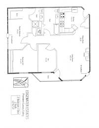 A floor plan for the Edgewater Estates shows a two-bedroom/two-bathroom living space.