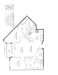 A floor plan of a two bedroom, two bathroom apartment.