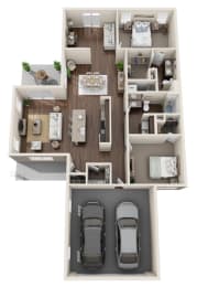 a 2 bedroom floor plan of a house with a car