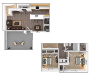 a floor plan of a house with a bedroom and a living room