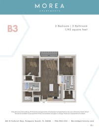 B3 Floor Plan at Morea Apartments, Pompano Beach