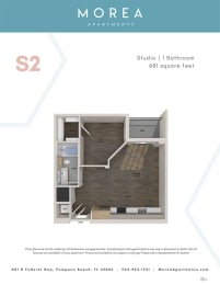S2 Floor Plan at Morea Apartments, Pompano Beach, 33062
