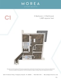 C1 Floor Plan at Morea Apartments, Pompano Beach, Florida