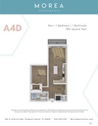 A4D Floor Plan at Morea Apartments, Pompano Beach, 33062
