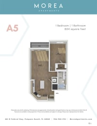 A5 Floor Plan at Morea Apartments, Pompano Beach, Florida