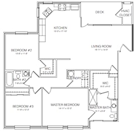3 Bedroom Floor Plan at Hamlet On The Bend, Hebrun, KY